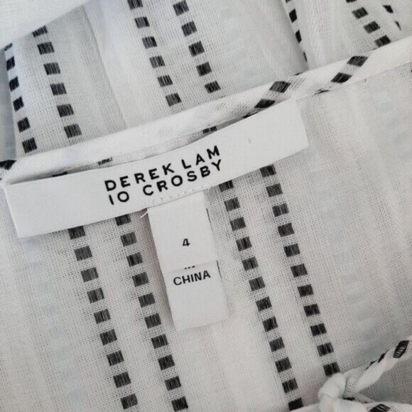 DEREK LAM 10 Crosby Relaxed Fit White Striped Peasant Blouse Sz 4 - Picture 10 of 11